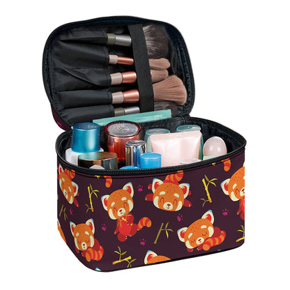 Cute Cartoon Red Panda Pattern Print Travel Makeup Bag