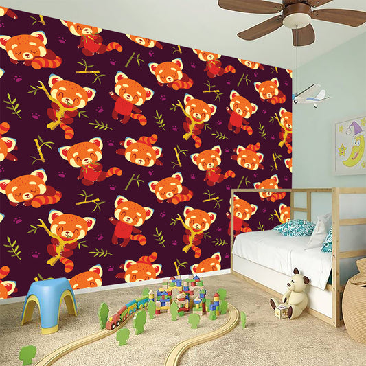 Cute Cartoon Red Panda Pattern Print Wall Sticker