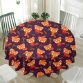 Cute Cartoon Red Panda Pattern Print Waterproof Round Tablecloth