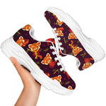 Cute Cartoon Red Panda Pattern Print White Chunky Shoes