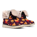 Cute Cartoon Red Panda Pattern Print Winter Boots