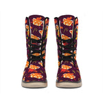 Cute Cartoon Red Panda Pattern Print Winter Boots