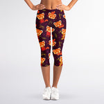 Cute Cartoon Red Panda Pattern Print Women's Capri Leggings