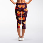 Cute Cartoon Red Panda Pattern Print Women's Capri Leggings