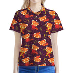 Cute Cartoon Red Panda Pattern Print Women's Polo Shirt