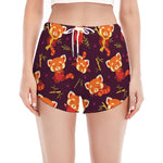 Cute Cartoon Red Panda Pattern Print Women's Split Running Shorts