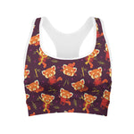 Cute Cartoon Red Panda Pattern Print Women's Sports Bra