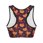 Cute Cartoon Red Panda Pattern Print Women's Sports Bra