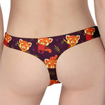 Cute Cartoon Red Panda Pattern Print Women's Thong