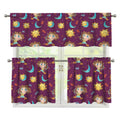 Cute Cartoon Sagittarius Pattern Print 3 Piece Kitchen Curtains