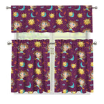 Cute Cartoon Sagittarius Pattern Print 3 Piece Kitchen Curtains