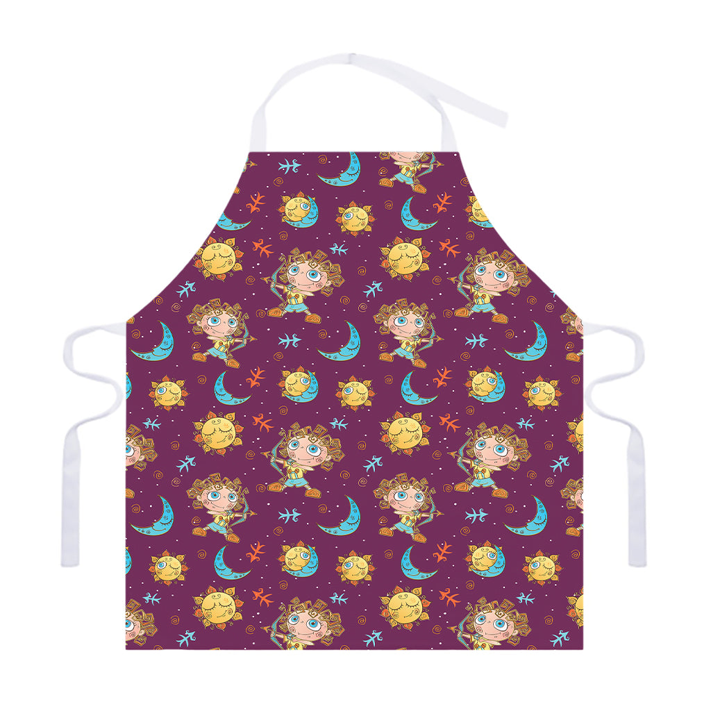 Cute Cartoon Sagittarius Pattern Print Adjustable Apron