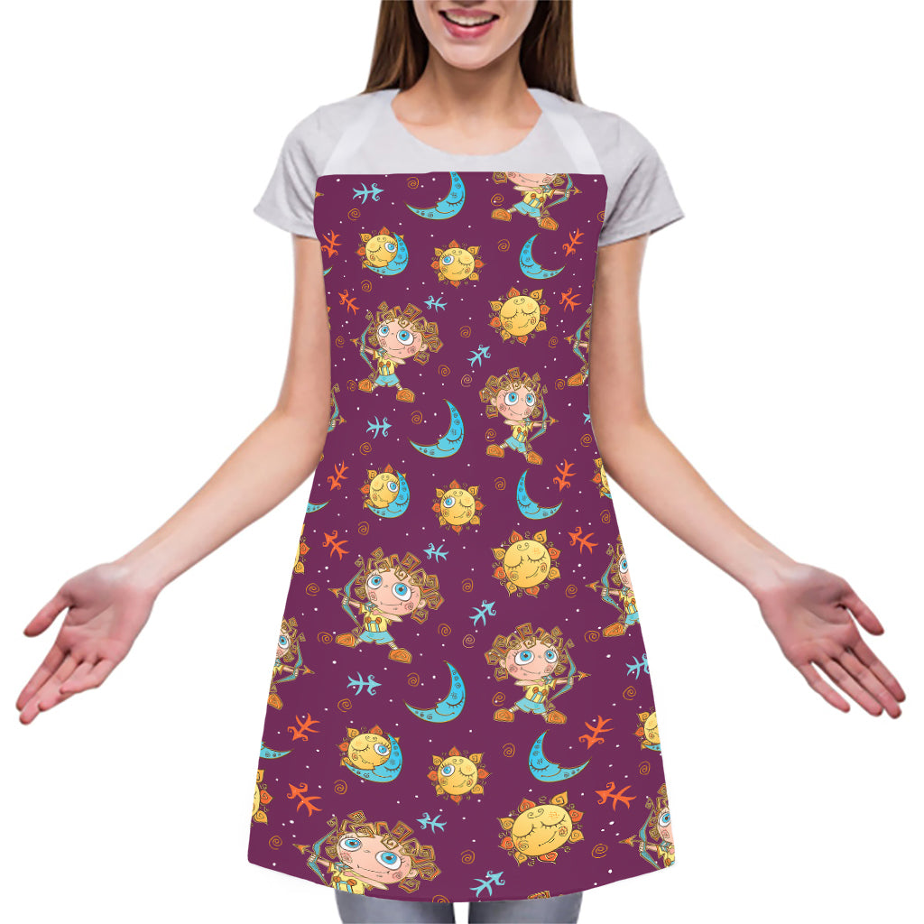 Cute Cartoon Sagittarius Pattern Print Adjustable Apron
