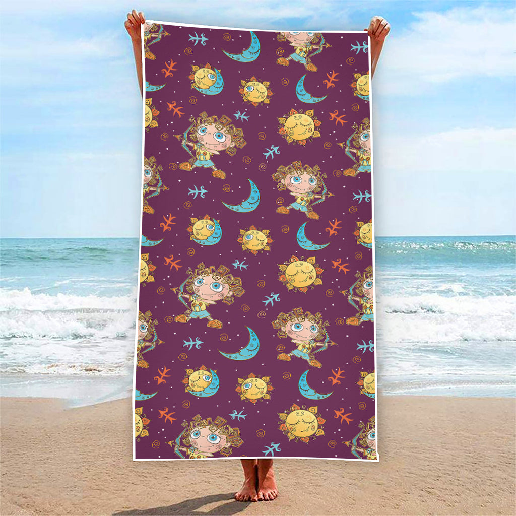 Cute Cartoon Sagittarius Pattern Print Beach Towel