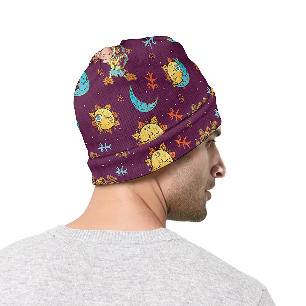 Cute Cartoon Sagittarius Pattern Print Beanie