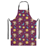 Cute Cartoon Sagittarius Pattern Print Bib Apron With Pocket