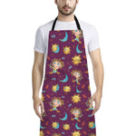 Cute Cartoon Sagittarius Pattern Print Bib Apron With Pocket