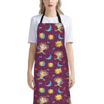Cute Cartoon Sagittarius Pattern Print Bib Apron With Pocket