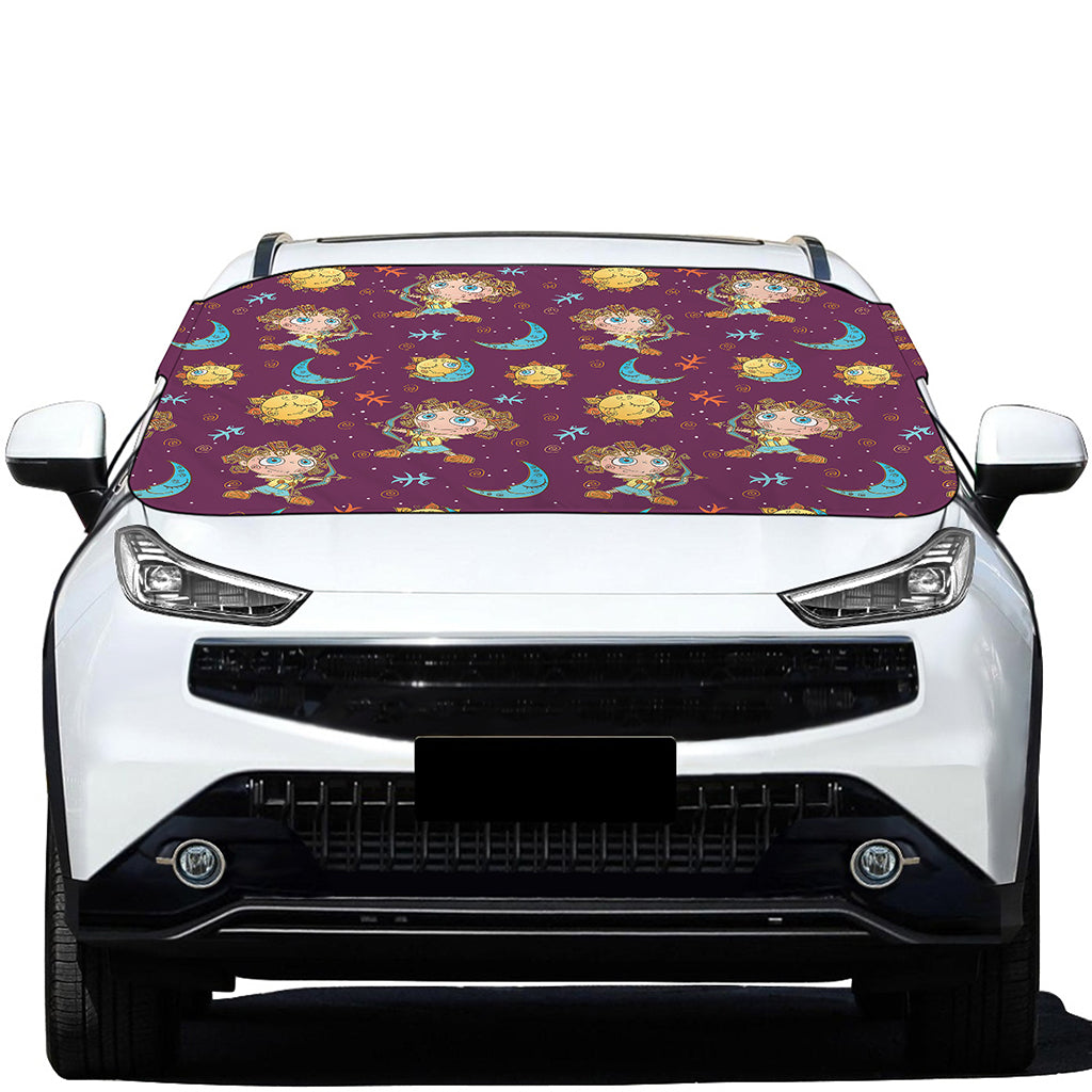 Cute Cartoon Sagittarius Pattern Print Car Windshield Snow Cover