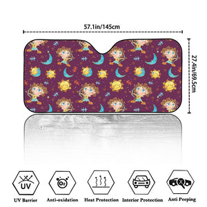 Cute Cartoon Sagittarius Pattern Print Car Windshield Sun Shade