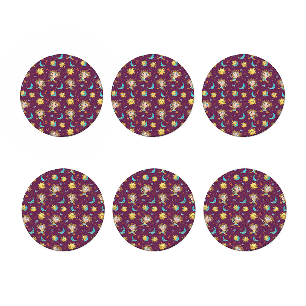 Cute Cartoon Sagittarius Pattern Print Coaster Set