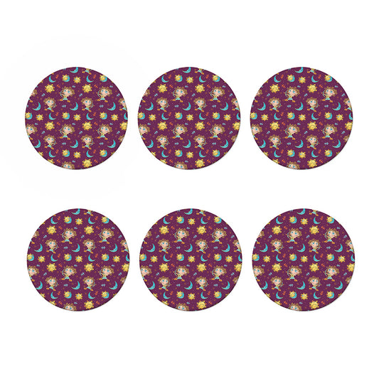 Cute Cartoon Sagittarius Pattern Print Coaster Set