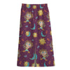 Cute Cartoon Sagittarius Pattern Print Cotton Front Slit Maxi Skirt