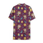 Cute Cartoon Sagittarius Pattern Print Cotton Hawaiian Shirt