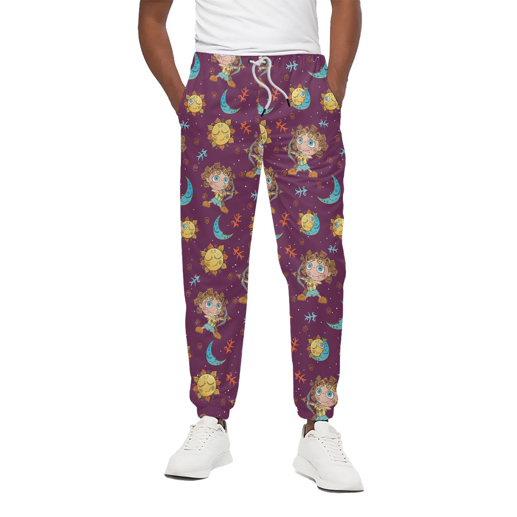 Cute Cartoon Sagittarius Pattern Print Cotton Pants