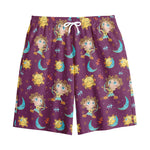 Cute Cartoon Sagittarius Pattern Print Cotton Shorts