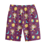 Cute Cartoon Sagittarius Pattern Print Cotton Shorts
