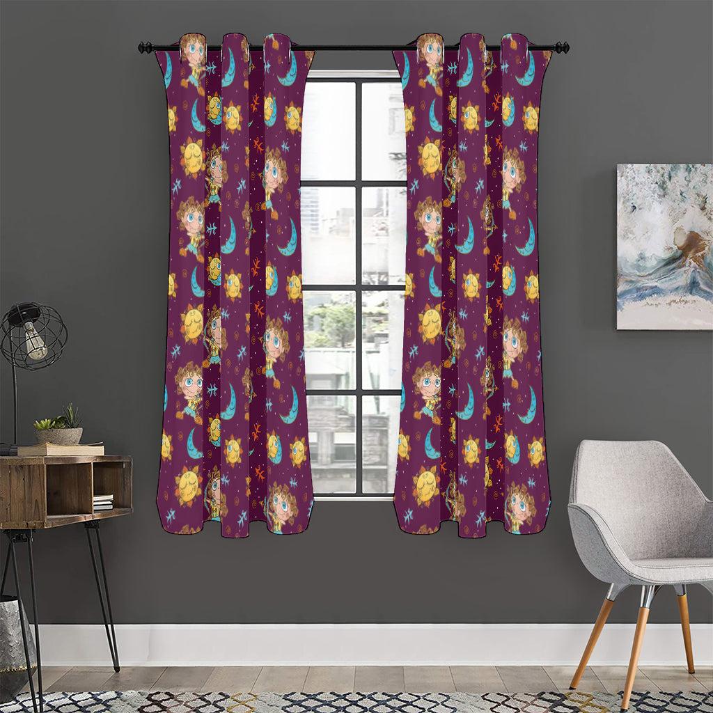 Cute Cartoon Sagittarius Pattern Print Curtain