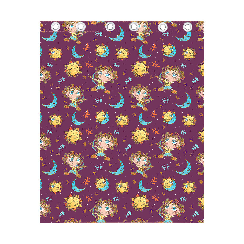 Cute Cartoon Sagittarius Pattern Print Curtain