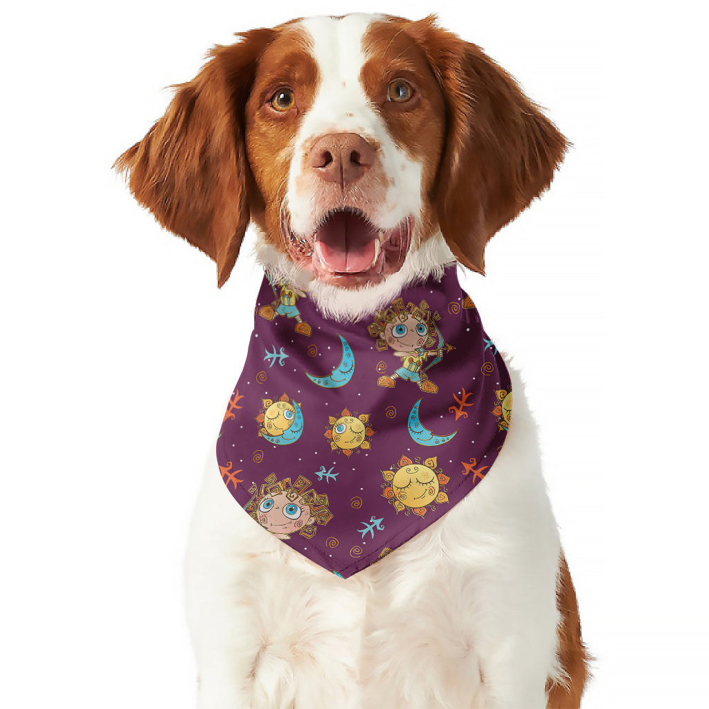 Cute Cartoon Sagittarius Pattern Print Dog Bandana