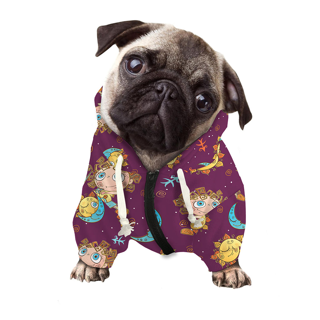 Cute Cartoon Sagittarius Pattern Print Dog Zip Up Hoodie