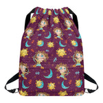 Cute Cartoon Sagittarius Pattern Print Drawstring Backpack