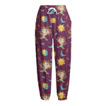 Cute Cartoon Sagittarius Pattern Print Fleece Lined Knit Pants
