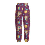 Cute Cartoon Sagittarius Pattern Print Fleece Lined Knit Pants