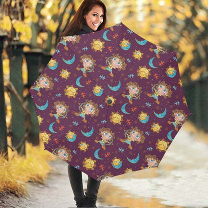 Cute Cartoon Sagittarius Pattern Print Foldable Umbrella