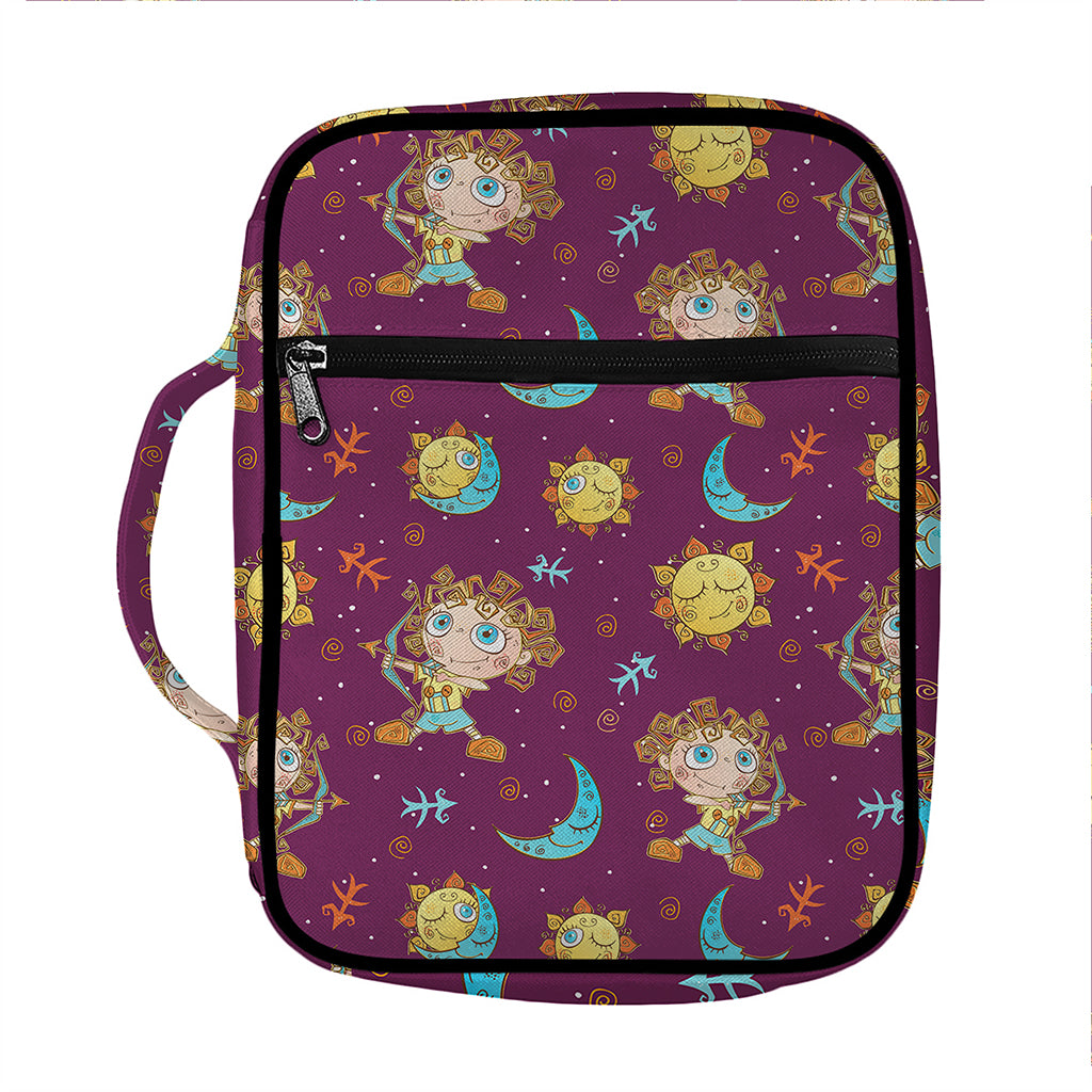 Cute Cartoon Sagittarius Pattern Print Front Pocket Bible Bag