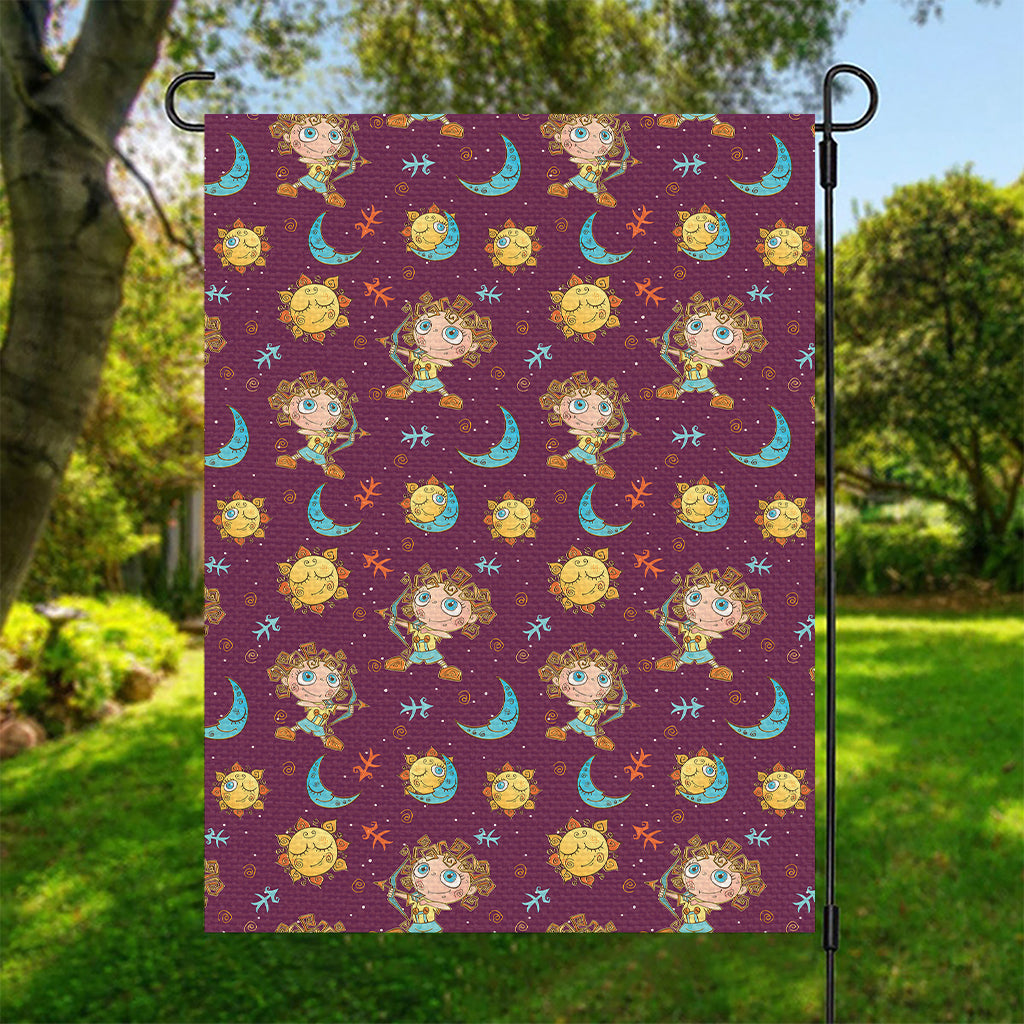 Cute Cartoon Sagittarius Pattern Print Garden Flag