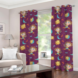 Cute Cartoon Sagittarius Pattern Print Grommet Curtains