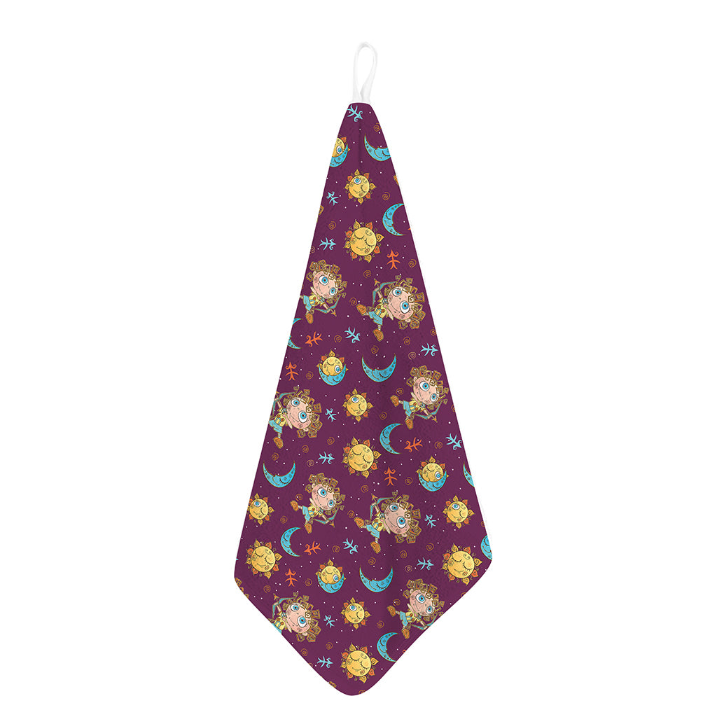 Cute Cartoon Sagittarius Pattern Print Hand Towel