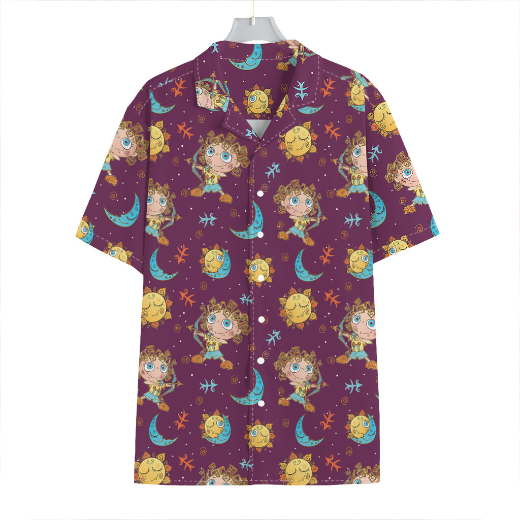 Cute Cartoon Sagittarius Pattern Print Hawaiian Shirt