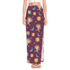 Cute Cartoon Sagittarius Pattern Print High Slit Maxi Skirt