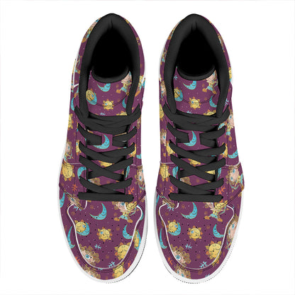 Cute Cartoon Sagittarius Pattern Print High Top Leather Sneakers