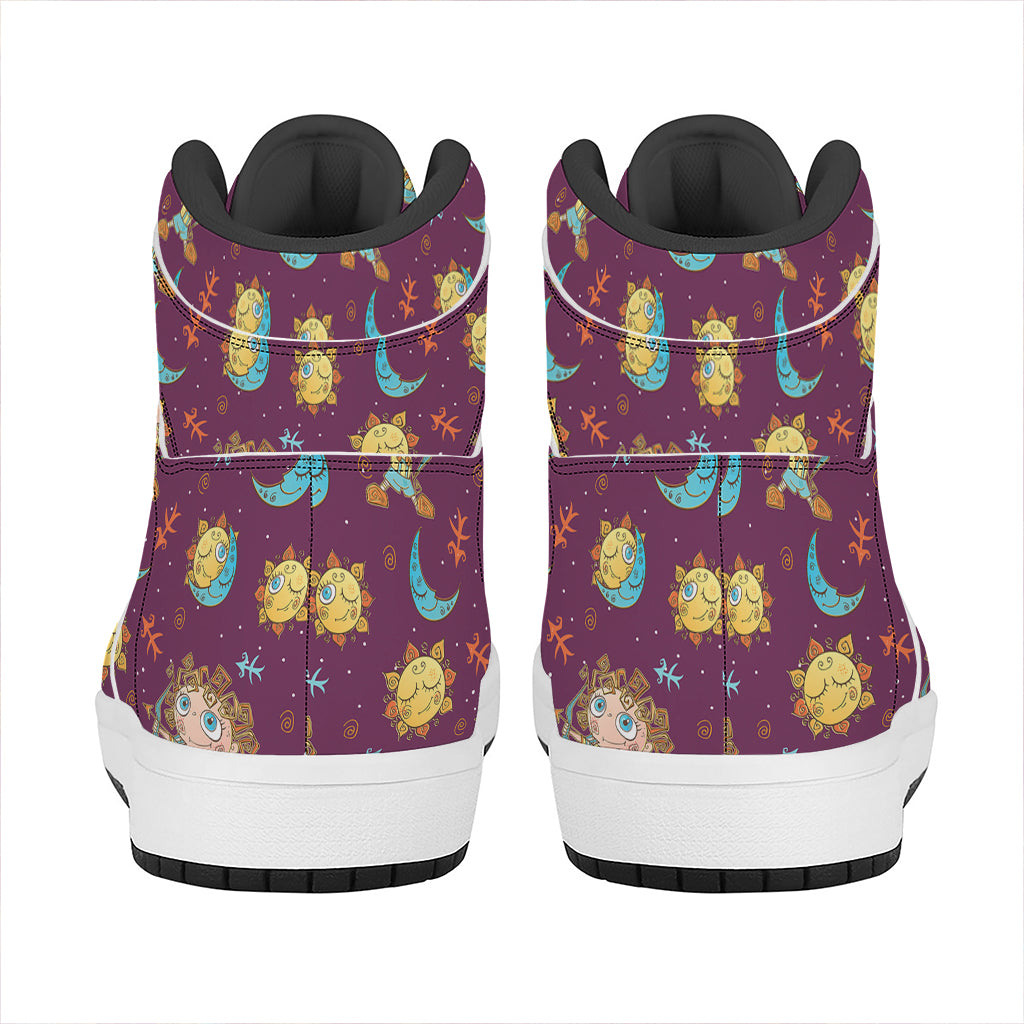 Cute Cartoon Sagittarius Pattern Print High Top Leather Sneakers