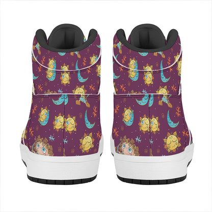 Cute Cartoon Sagittarius Pattern Print High Top Leather Sneakers