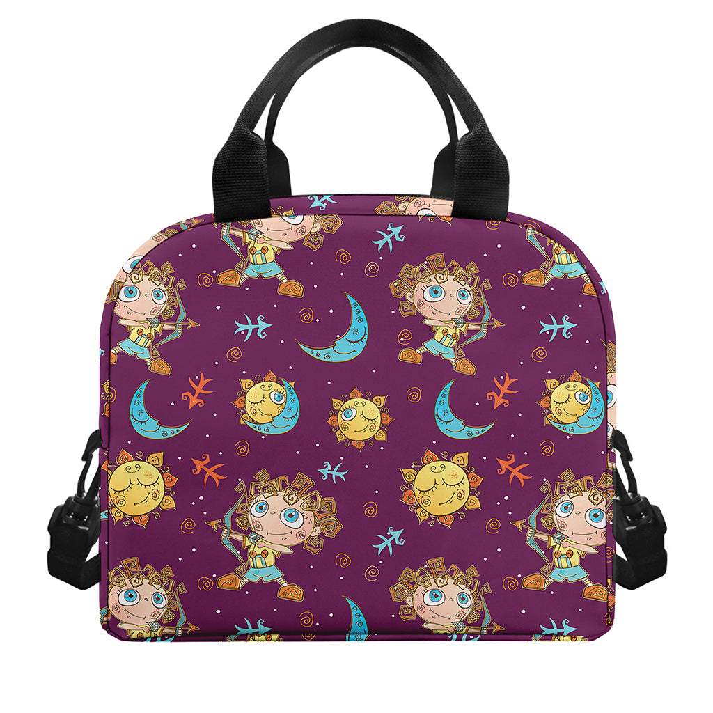 Cute Cartoon Sagittarius Pattern Print Insulated Lunch Bag