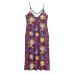 Cute Cartoon Sagittarius Pattern Print Jersey Midi Cami Dress